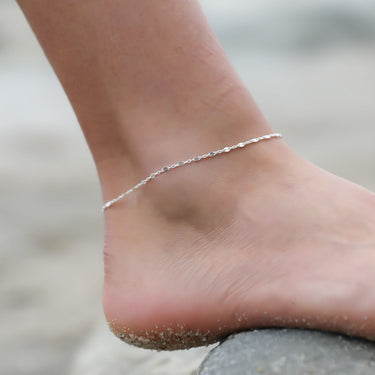 Silver Flat Figaro Anklet